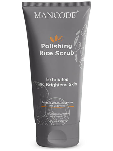 Mancode Polishing Rice Scrub for Oil Control, unclogs your pores help to Brighten Skin Face scrub 100gm